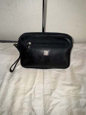 Gianni Versace Vintage Medusa Logo Black Clutch Pouch Bag